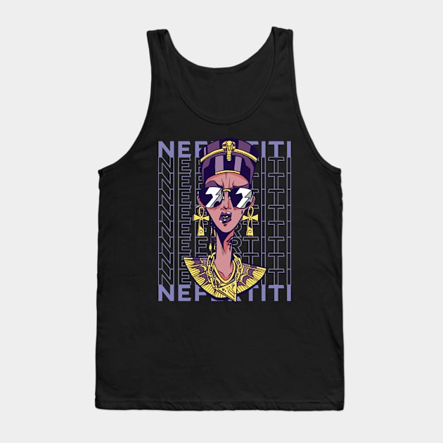 Retro Nefertiti Funny Egyptian History Teacher Archeologist Tank Top by Emmi Fox Designs